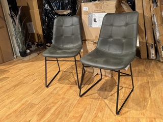 Set van 6 eetkamerstoelen, army microvezelstof, zwart metalen onderste